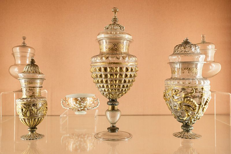 Three decorated vases
